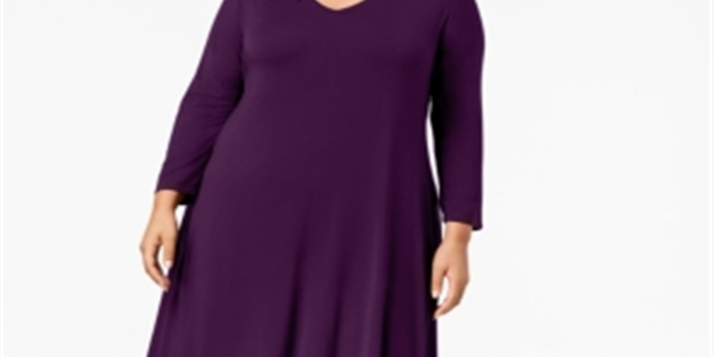 Style & Co Women's Plus a Line Swing Casual Dress Purple Size 1X