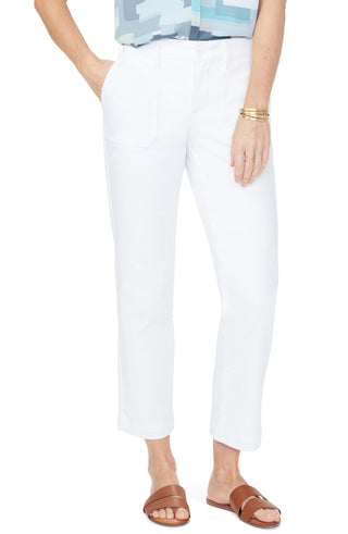 NYDJ Women's High Rise Straight Ankle Denim Chino White Size 6