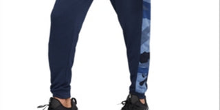 Nike Men's Dri fit Camo Trim Fleece Tapered Pants Blue Size Small
