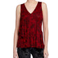 Michael Kors Women's Lace Floral Sleeveless V Neck Tank Top Red Size Large