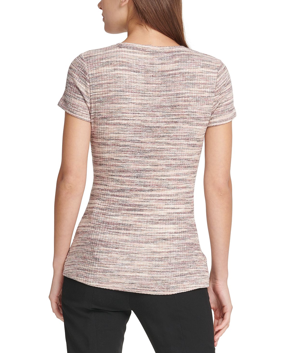 DKNY Women's Ribbed Scoop Neck Top Beige Size XS