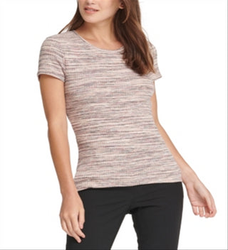 DKNY Women's Ribbed Scoop Neck Top Beige Size XS