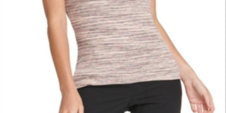 DKNY Women's Ribbed Scoop Neck Top Beige Size XS