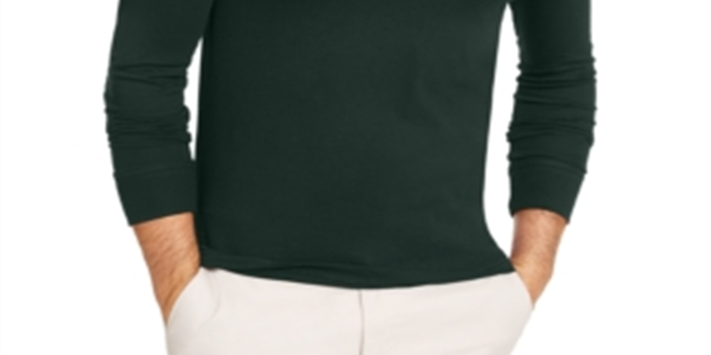 Club Room Men's Solid Long Sleeve V Neck T-Shirt Green Size Large