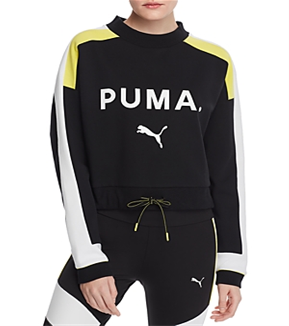 Puma Women's Chase Cropped Sweatshirt Black Size L
