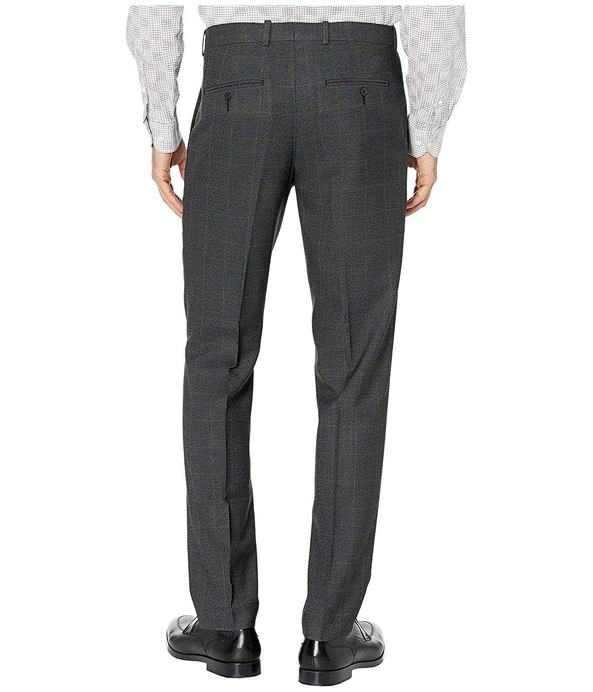 Perry Ellis Men's Slim Fit Large Windowpane Dress Pants Gray Size 31X30