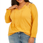 Style & Co Women's Plus Embroidered Cotton Tie Neck Top Yellow Size 4X