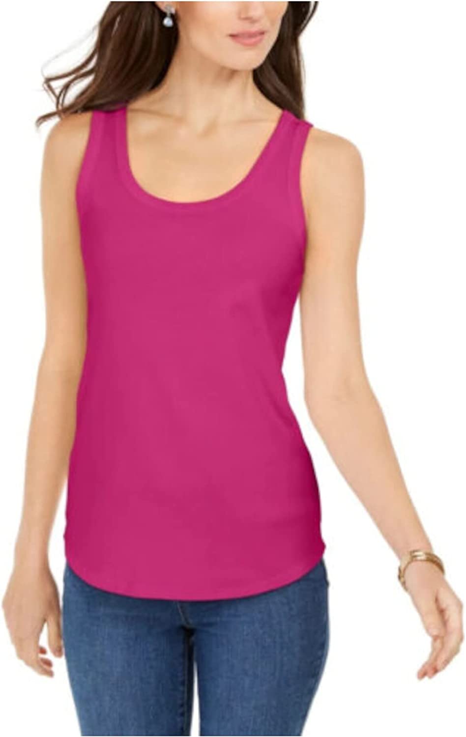 Charter Club Women's Supima Cotton Scoop Neck Tank Top Pink Size Small