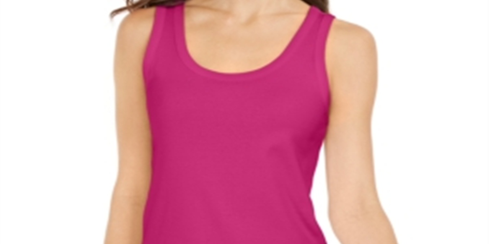 Charter Club Women's Supima Cotton Scoop Neck Tank Top Pink Size Small
