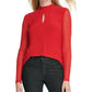 DKNY Women's Sheer Sleeve Keyhole Top Red Size -XS