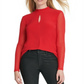 DKNY Women's Sheer Sleeve Keyhole Top Red Size -XS