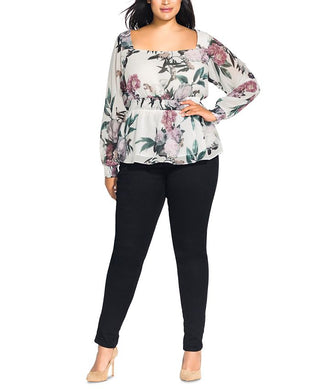 City Chic Women's Trendy Plus English Garden Top White Size XL