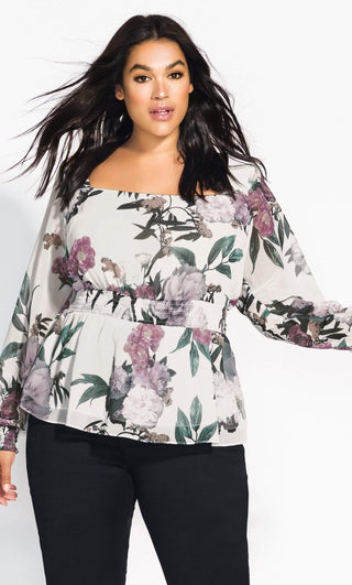 City Chic Women's Trendy Plus English Garden Top White Size XL