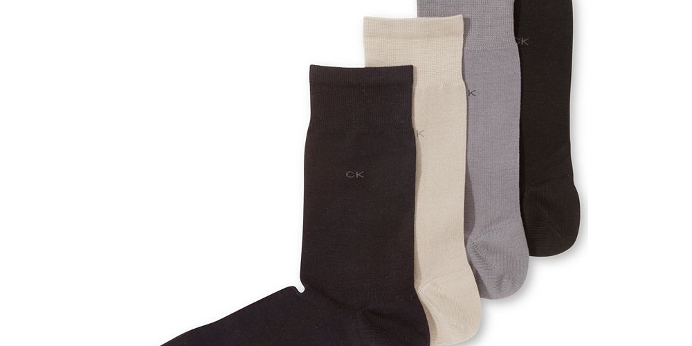 Calvin Klein Men's Flat Knit Dress Socks Black One Size