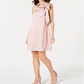 Robbie Bee Women's Satin Mini Shift Dress Pink Size 8 Petite