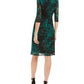 Connected Women's Petite Printed Cowl-Neck Dress Green Size 6 P
