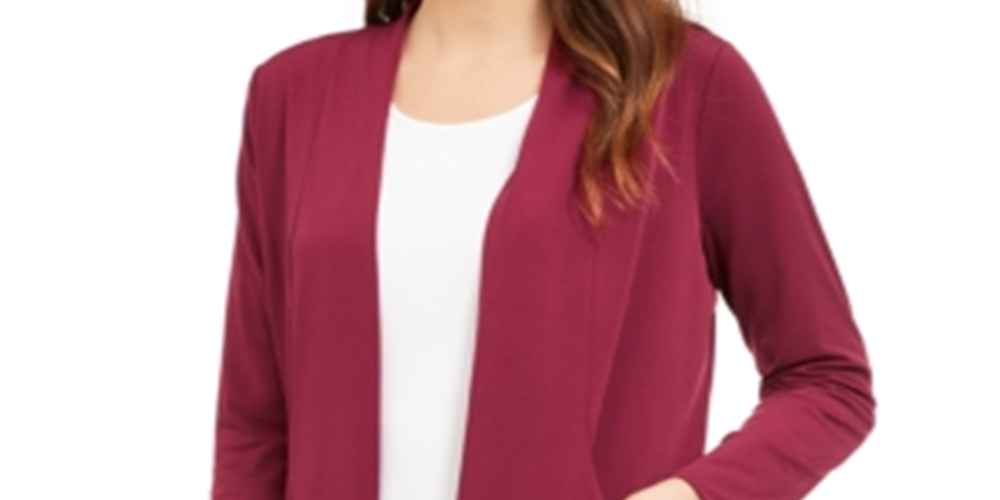 Alfani Women's Open Front Cardigan Wine Size M