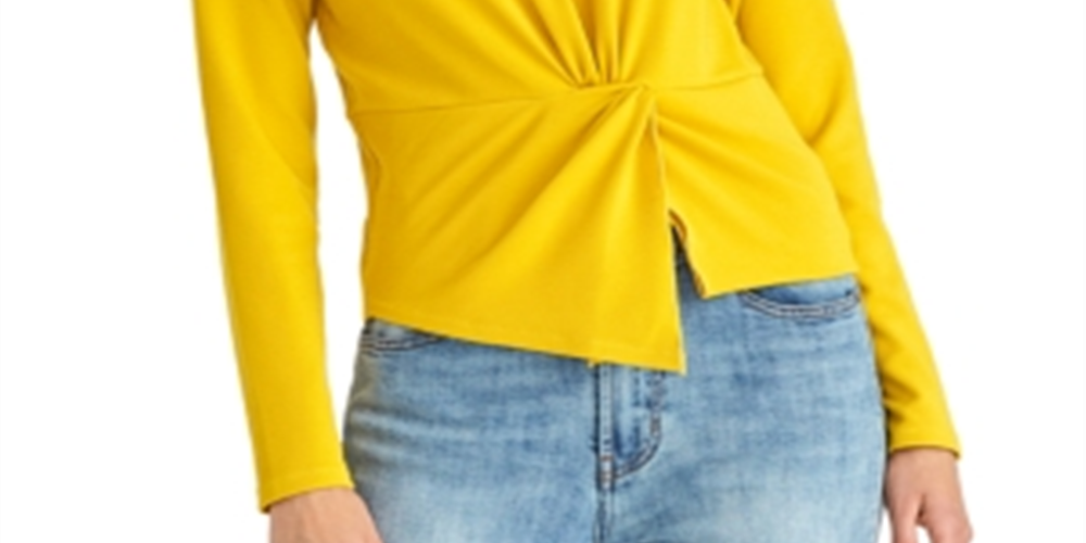 Rachel Roy Women's Val Knot Front Top -Yellow Size M