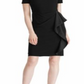 Ralph Lauren Women's Zippered Short Sleeve Jewel Neck Above the Knee Body Con Evening Dress Black Size 12 Petite