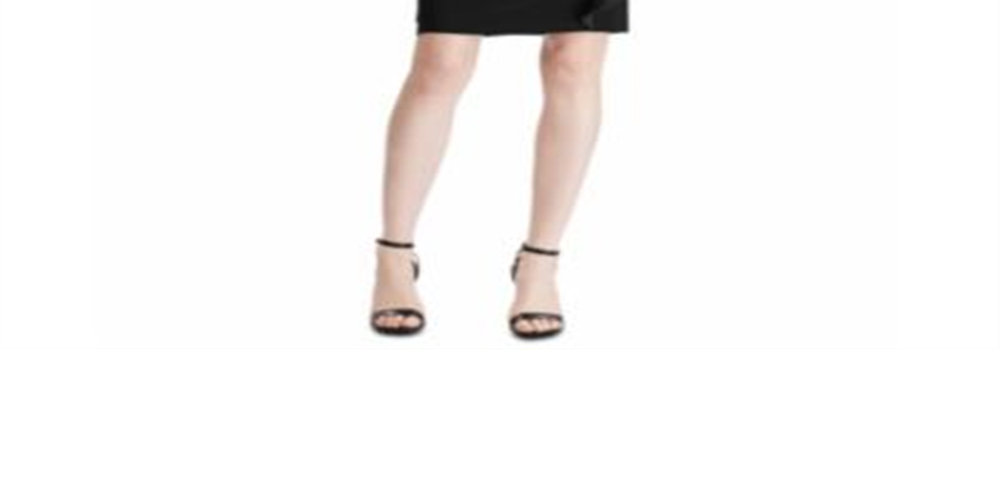Ralph Lauren Women's Zippered Short Sleeve Jewel Neck Above the Knee Body Con Evening Dress Black Size 12 Petite