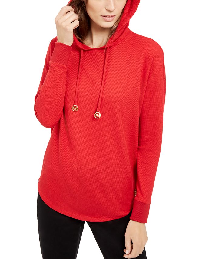 Michael Kors Women's Drop Shoulder Hoodie Red Size Petite Small