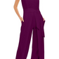 INC International Concepts Women's Belted Flyaway Leg Jumpsuit Wine Size 6