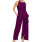 INC International Concepts Women's Belted Flyaway Leg Jumpsuit Wine Size 6