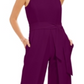 INC International Concepts Women's Belted Flyaway Leg Jumpsuit Wine Size 6