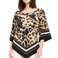 Alfani Women's Leopard Print Dolman Sleeve Blouse Brown Size Medium