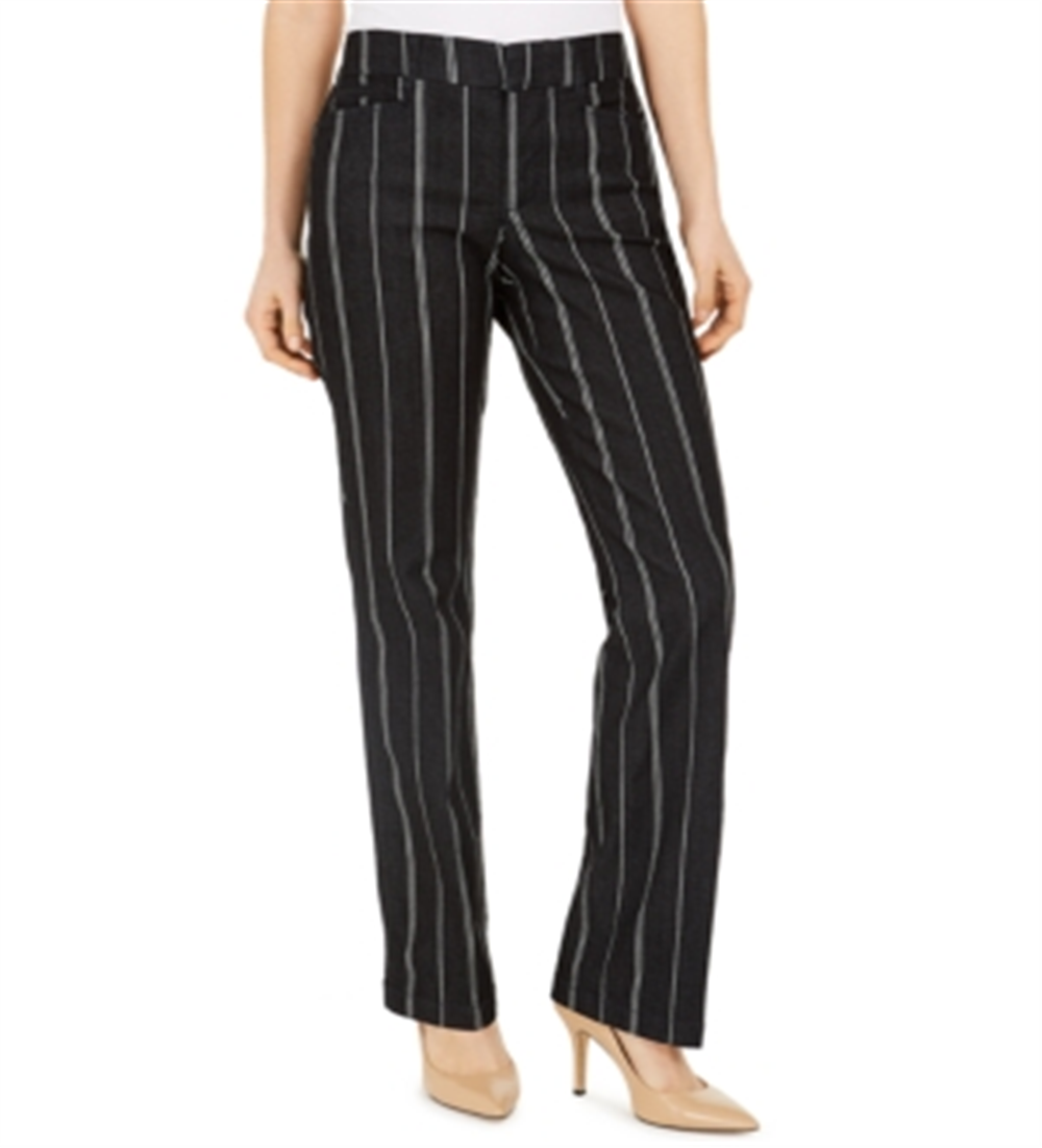Charter Club Women's Denim Pinstriped Trousers  Black Size 18