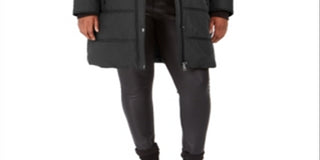 Maralyn & Me Women's Juniors' Plus Size Faux-Fur-Trim Hooded Puffer Coat Black Size 1X