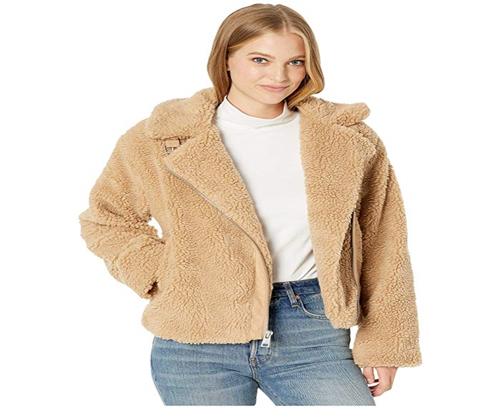 Levi's Women's All Over Sherpa Motorcycle Jacket Brown Size Medium