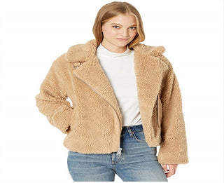 Levi's Women's All Over Sherpa Motorcycle Jacket Brown Size Medium