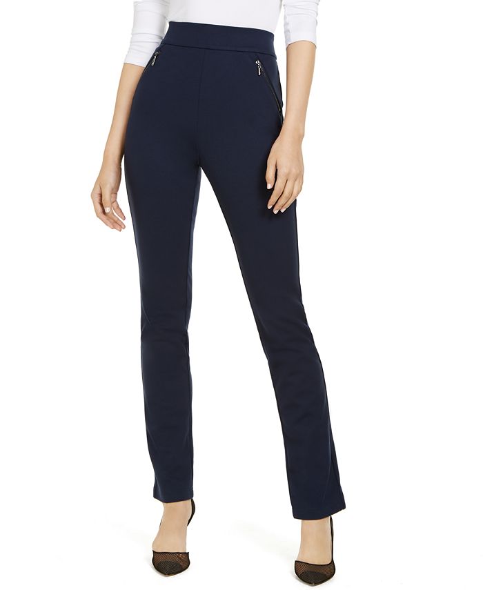 INC International Concepts Women's  Zip-Pocket Pants Blue Size 8