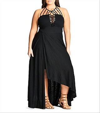 City Chic Women's PLAIT DETAIL MAXI Black Size X-Small