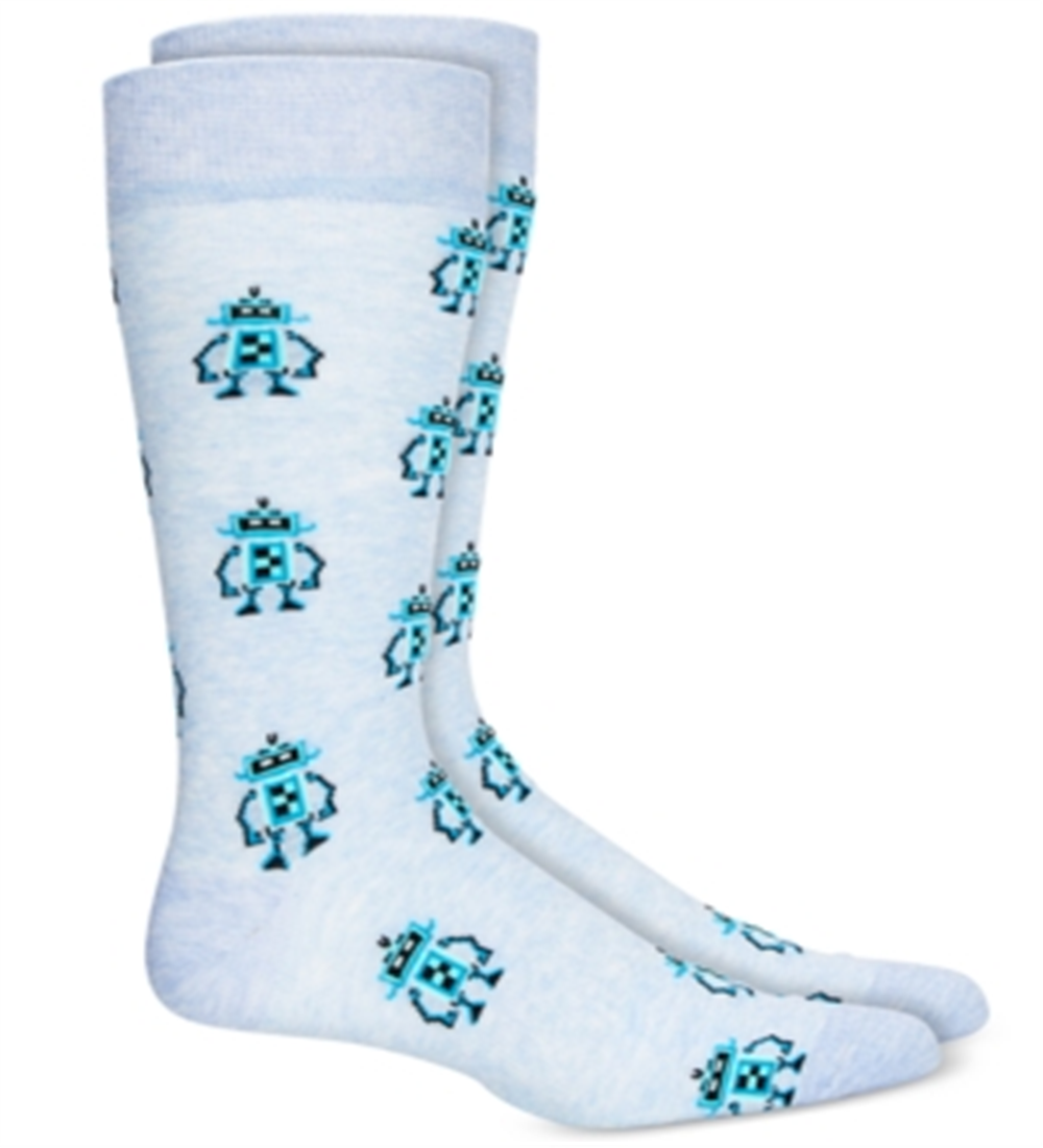 Bar III Men’s Robot Socks Blue Size Regular