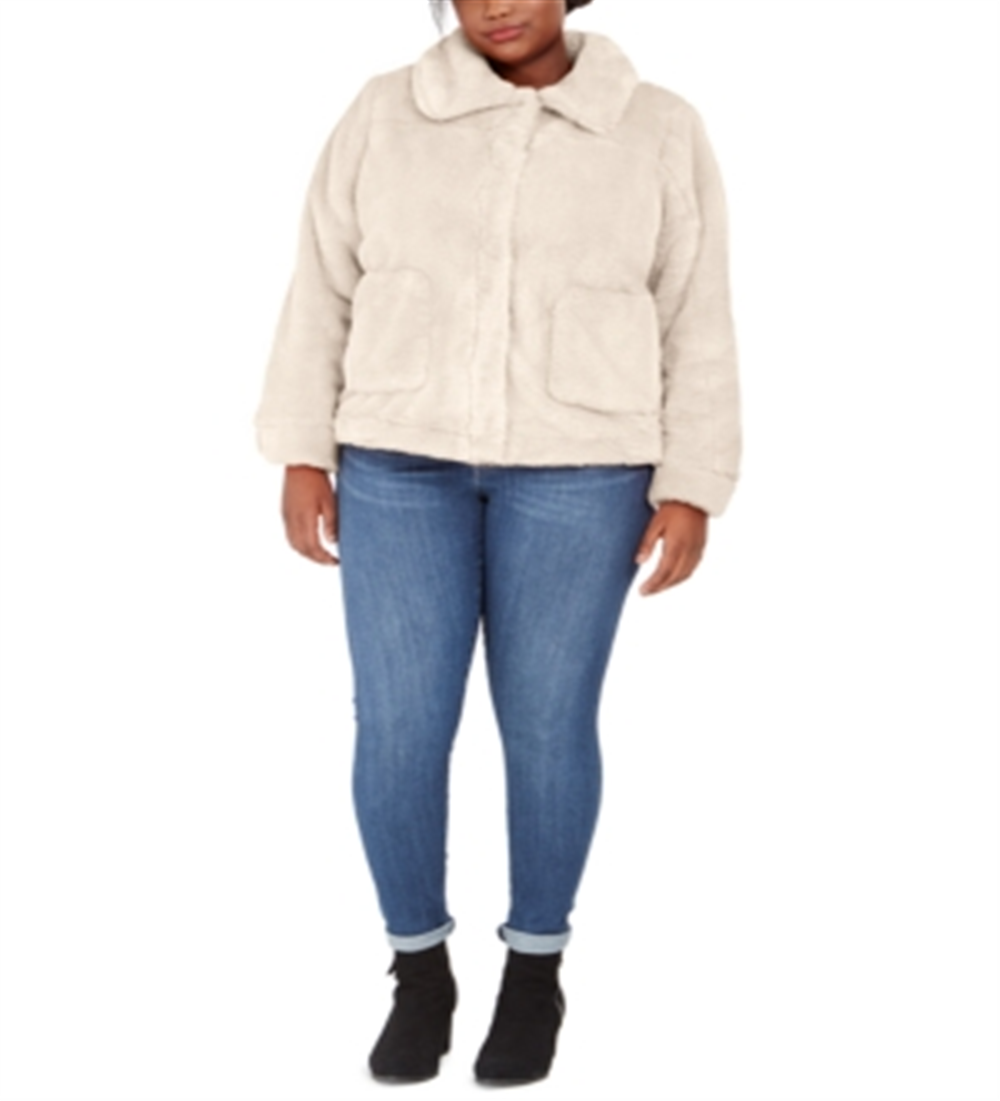 Jou Jou Junior's Plus Faux Fur Jacket Brown Size XXX-Large