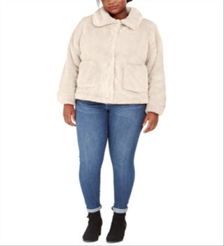 Jou Jou Junior's Plus Faux Fur Jacket Brown Size XXX-Large