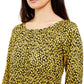 Michael Kors Women's Printed Long Sleeve Peasant Top Green Size Small