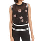 Bar III Women's  Semi-Sheer Floral-Print Top Black  Size Large