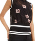 Bar III Women's  Semi-Sheer Floral-Print Top Black  Size Large
