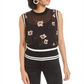 Bar III Women's  Semi-Sheer Floral-Print Top Black  Size Large