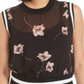 Bar III Women's  Semi-Sheer Floral-Print Top Black  Size Large