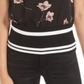 Bar III Women's  Semi-Sheer Floral-Print Top Black  Size Large