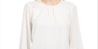 Calvin Klein Women's Button Cuff Top White Size Petite XS