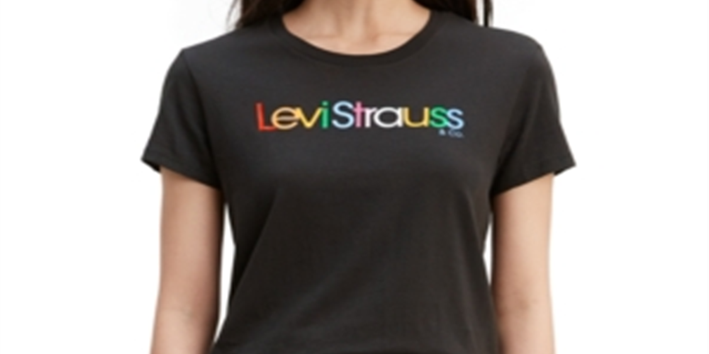 Levi's Women's Perfect Rounded Logo Ogo Meteorite Cotton Logo T-Shirt Black Size L