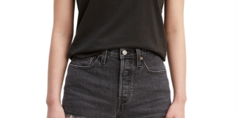 Levi's Women's Perfect Rounded Logo Ogo Meteorite Cotton Logo T-Shirt Black Size L