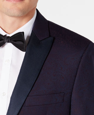 Ryan Seacrest Distinction Men's Paisley Modern Fit Two-Button Blazer Navy Size 36
