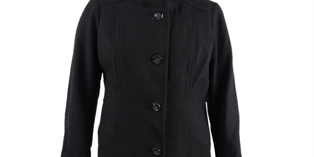 Nautica Women's Stand Collar Peacoat Black Size 2X