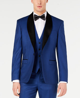 Ryan Seacrest Distinction Men's Slim-Fit Stretch Cobalt Shawl Lapel Tuxedo Jacket  Blue Size 46